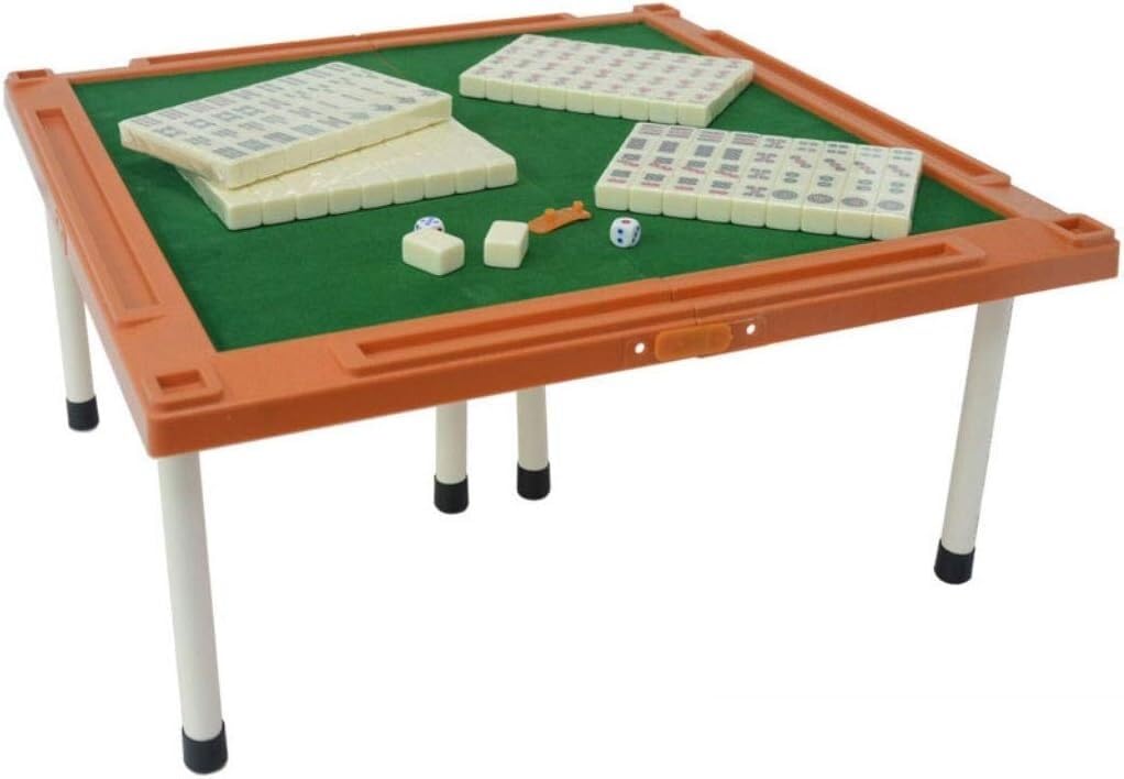 Mahjong Mini Travel Small Mahjong, Tragbares Mini-Mahjong mit Markengravur und klappbaren Mahjong-Steinen for den Schreibtisch(Beige)
