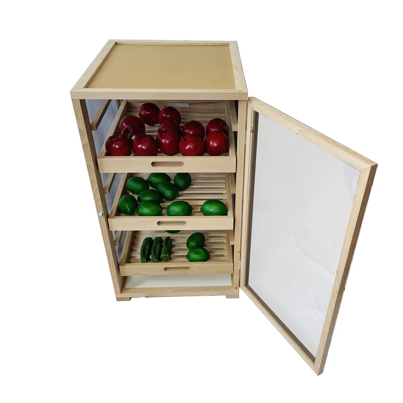 Meuble de cuisine Garde-manger légumier en hêtre poignée tiroirs Bois avec toile aluminium haute qualité