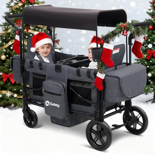 Sekey Wagon Stroller for 2 Kids, Luxury 4-in-1 Stroller Wagon
