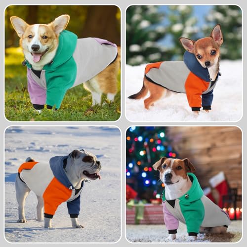 Image of BRKURLEG Dog Hoodie Winter Dog Sweatshirts with Pockets Warm Dogs Clothes for Small Medium Dogs Girl Boy, French Bulldog Clothes Pet Sweater Shirt Hoodies with Pocket(BlueOrange, S)