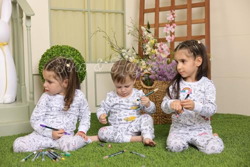 Tiko & Hayko HAND PAINTED HOMEWEAR SET/COLORING PAJAMAS SET FOR BOY AND GIRL3