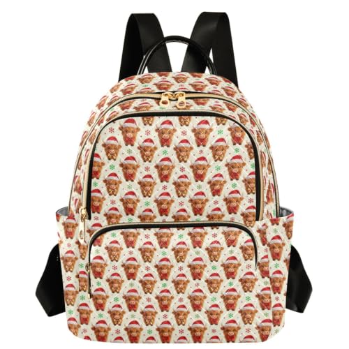 Mochila para mujer pequeña con bolsillos y diseño de vaca de las Tierras