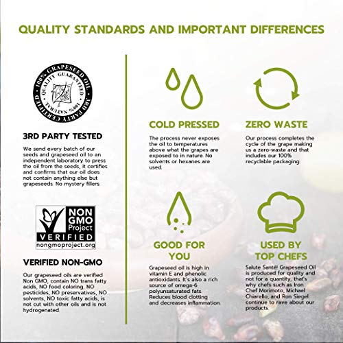 Salute Sante! Infused, Cold Pressed and Varietal Grapeseed Oils for Cooking, Healthy Grape Seed Oil for Dipping Finishing, Marinades and Salads, Pantry Set (Combo 6 Pack)