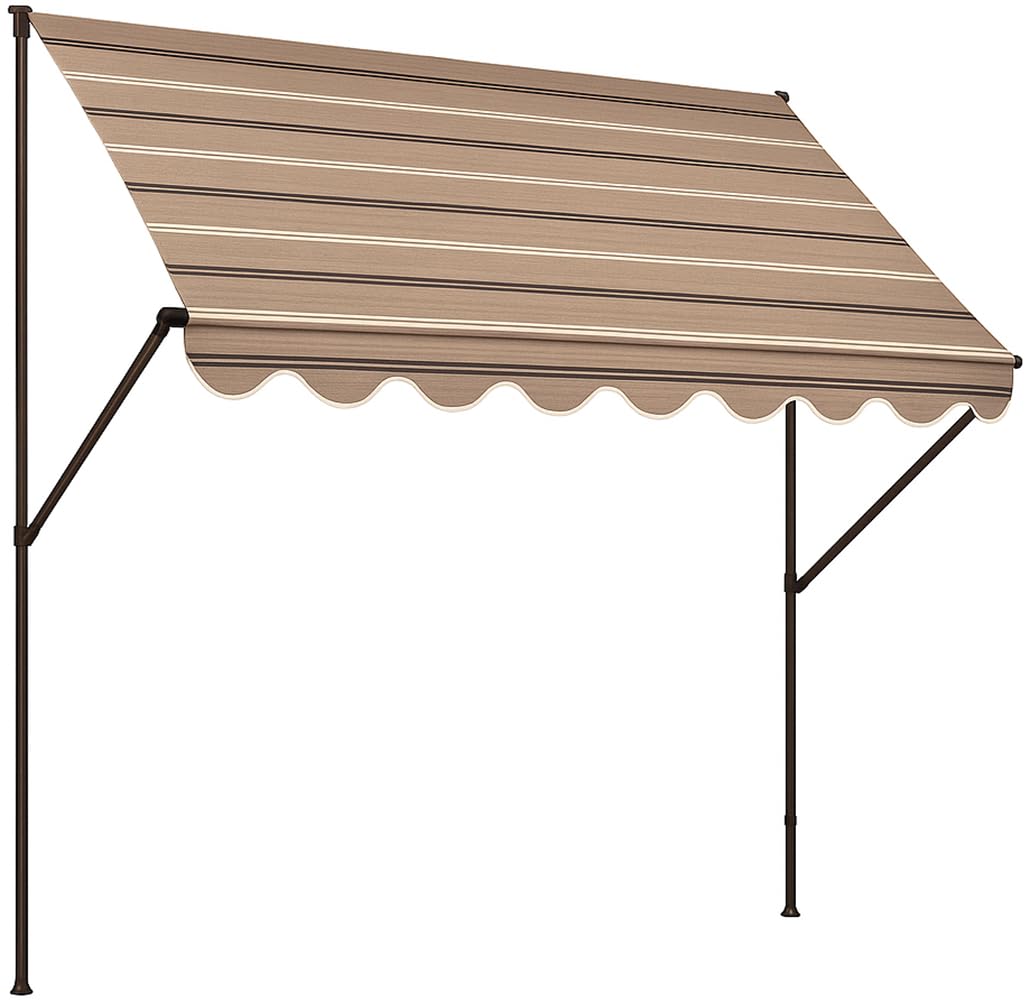 Angerer Klemmmarkise Exklusiv mit Handkurbel, Terrasse/Balkon, einfache Montage ohne Bohren, Made in Germany, hochwertiger Stoff, UV-beständig, höhenverstellbar, wasserabweisend, 200 cm Beige