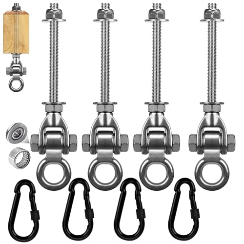 Yyiwhmy 4er Schaukelhaken M10 297mm Edelstahl Schaukelaufhängung Schaukel Hängesessel Aufhängung mit Lagern für Holzbalken Stahlbalken Spielplatz Yoga Schaukel Hängematte Indoor Outdoor 680kg