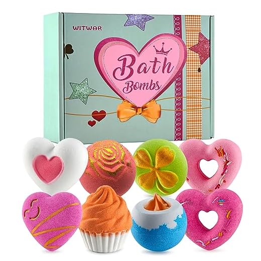 8 PCS Valentines Day Bath Bombs for Girlfriend Kids Girls, Bubble Bath Women, Natural Bath Bomb Gift Set - Handmade BathBombs Moisturize Fizzy, Spa for Mom, Christmas Mothers Day Birthday