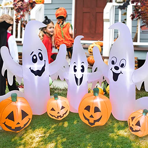 Umardoo Halloween Inflatable Decorations, 8Ft Long Inflatable Pumpkin & Ghost, Blow Up Inflatables With Led Lights For Halloween Outdoor Party, Garden, Lawn, Yard Decorations (Pumpkin) #TOP4