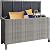 125 Gallon Large Deck Box Waterproof PE Rattan Outdoor Storage Box with Handles and Wheels, Storage Bin for Garden, Balcony, Porch, Pool, Yard