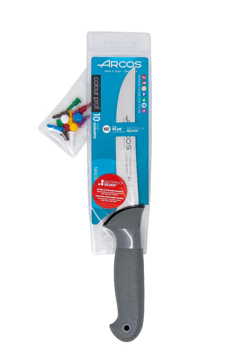 Arcos Cuchillo deshuesador Acero Inoxidable Nitrum 150 mm, Profesional para carnicero, Mango ergonómico polipropileno, Plateado