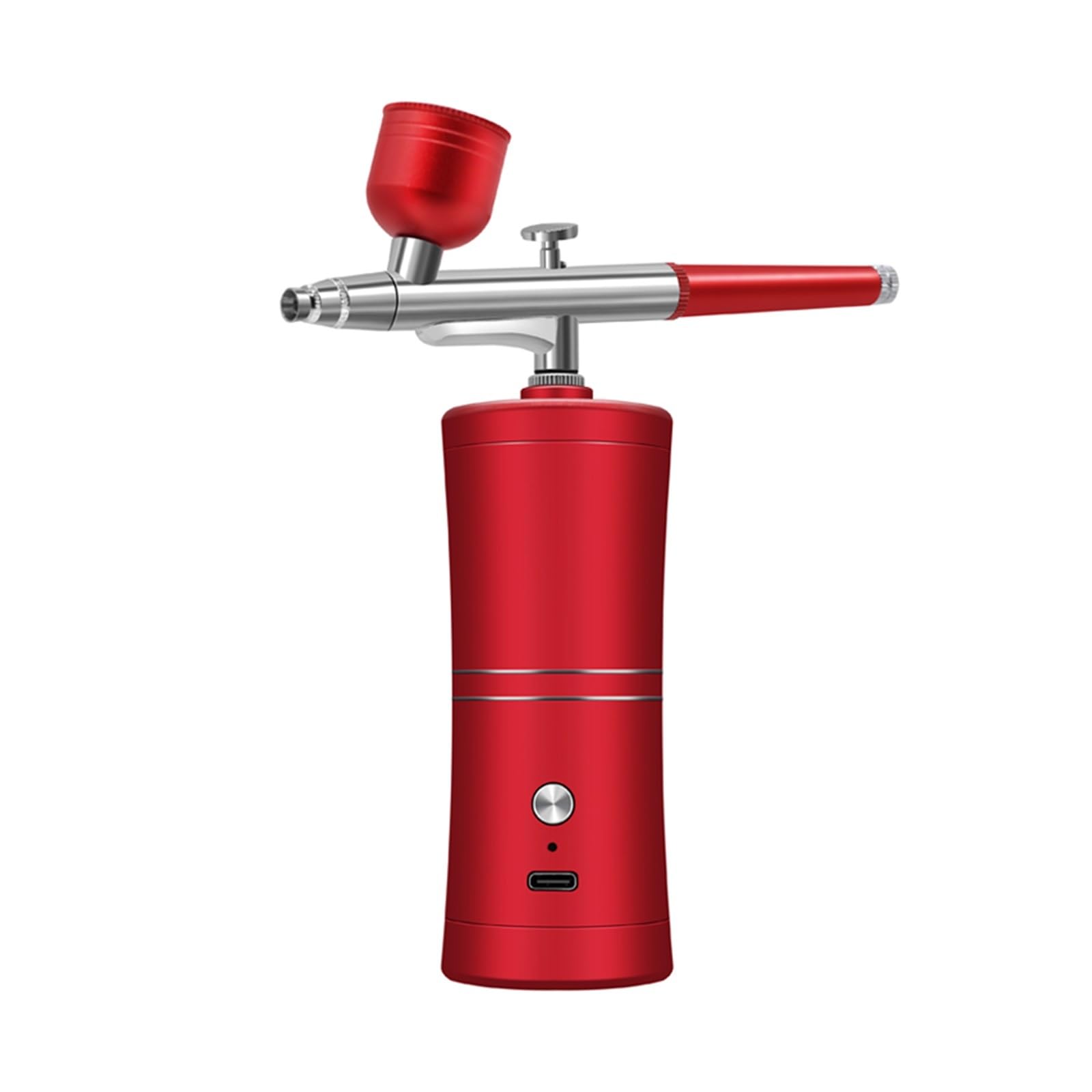 Zestaw aerografu, miniaturowy pistolet natryskowy do malowania, przenośny mini kompresor powietrza, aerograf do zdobienia paznokci, tatuażu, rękodzieła, tortu, rozpylacz mgły(Rosso)