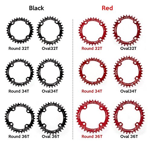 Anel de Corrente de Bicicleta, Andoer Pedaleira de roda dentada larga estreita de bicicleta oval red