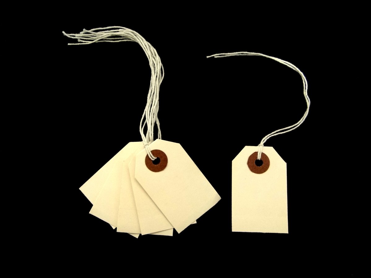 Ivy Cream Manilla Strung Tags 54mm x 29mm Luggage Labels Tags Tickets Tie On String Labels (1000 Pack)