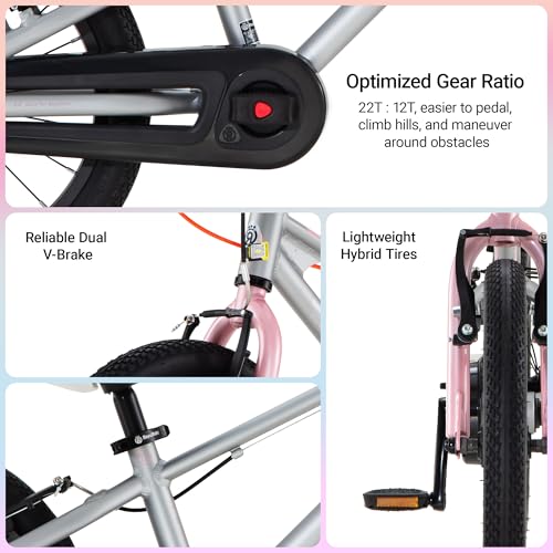 Image of RoyalBaby EZ-Pro Kids Bike, Lightweight Aluminum 2-in-1 Balance to Pedal Bike with One-Key Switch, 14 16 18 20 Inch for Age 3-10 Years