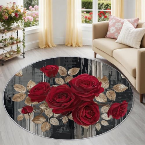Alfombra redonda lavable de 120 cm que no resbala para cuarto de bebé y sala 3