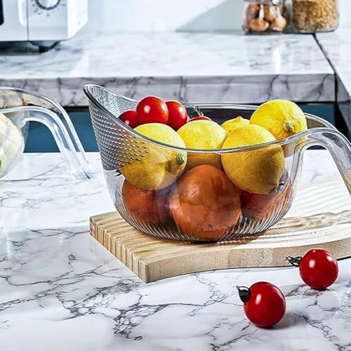 Image of Storemate Acrylic Basket - Multipurpose Storage Basket with Handle for Kitchen, Fruits, Vegetables, Snacks & More - Transparent Design