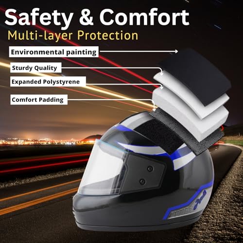 Image of Sage Square Audi Kimi Full Face Helmet | ISI Certified | Clear Visor | Ultra Comfort Inner Padding Extra Comfort & Stylish