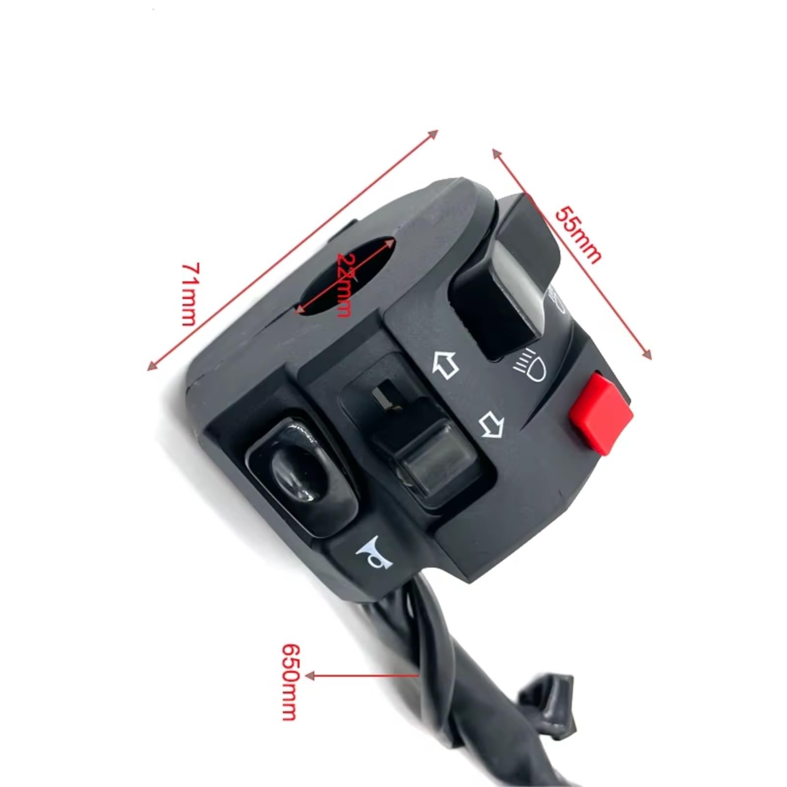 1 Pz. Sinistra 22mm Interruttore Moto Controllo Manubrio Per Universale Pulsante Clacson Indicatore Di Direzione Spia Blocco Comandi Moto
