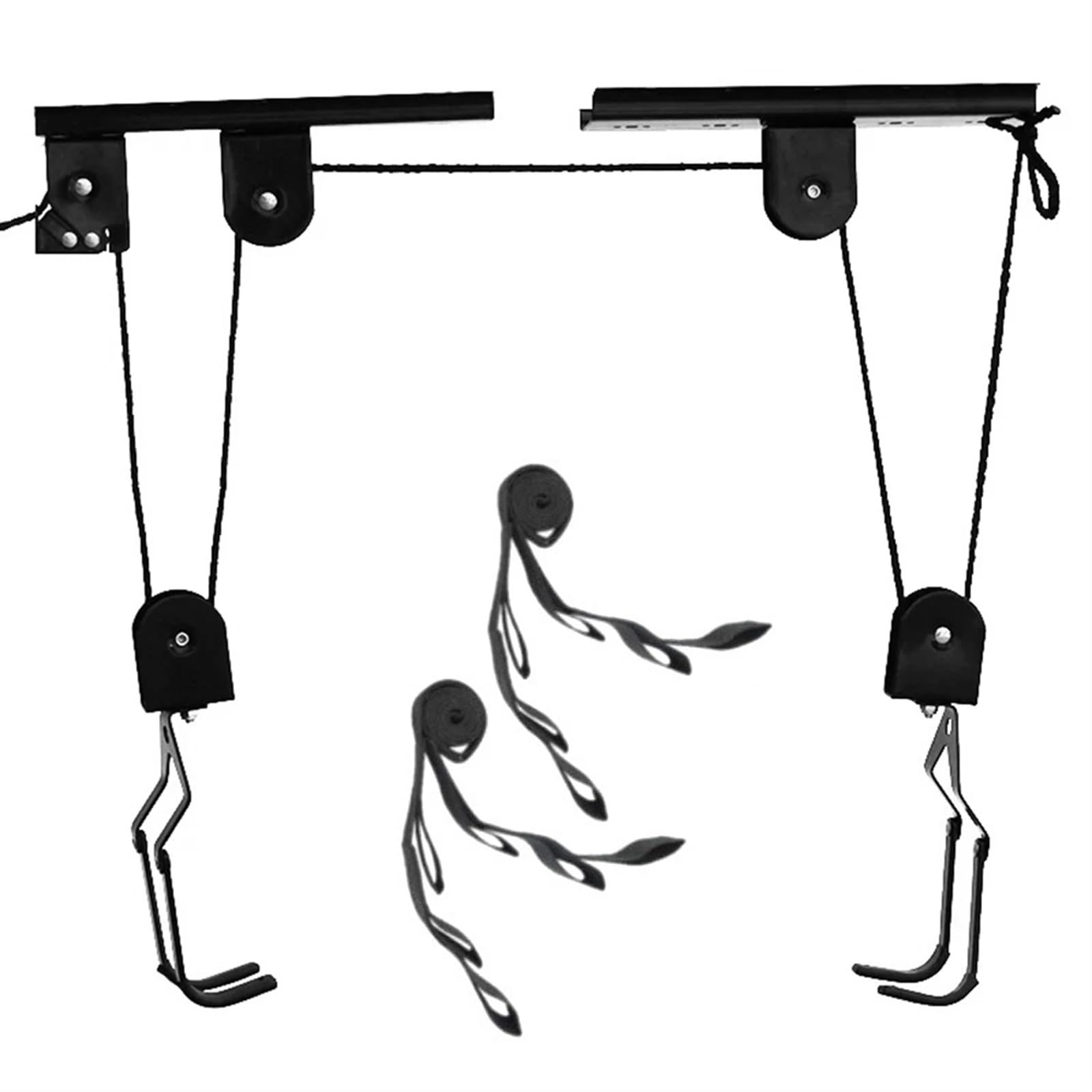 Kajak-deckenlift Fahrradaufzug, Garagenaufbewahrung, Fahrradlift-Flaschenzugsystem mit 60 kg tragendem Überkopf-Fahrradständer, robuster Decken-Fahrradaufhänger Garagen-lagerlift(Style A)