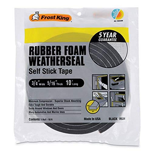Frost King Available R534H Sponge Rubber Foam Tape 5/16-Inch, Black, 3/4