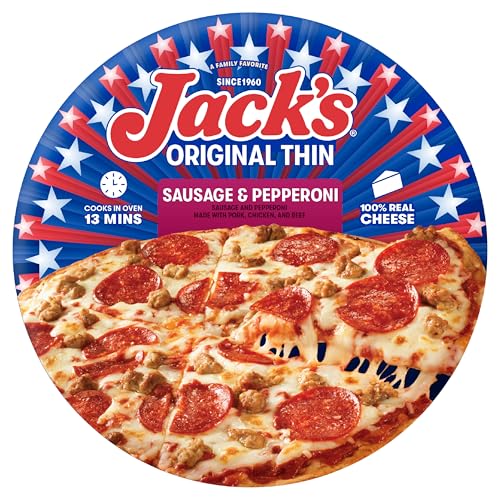 Jack's Pepperoni And Sausage Pizza, Thin Crust Frozen Pizza For Grilling, Summer Family Dinner