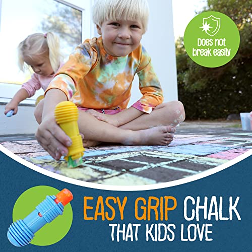 Bernard's - 24-Piece Sidewalk Chalk With A Twist, Multi-Colored Jumbo Chalk For Kids, With 2 Chalk Holders And Carrying Case, Non-Toxic, Washable Chalk For Indoor/Outdoor Art Play #TOP1