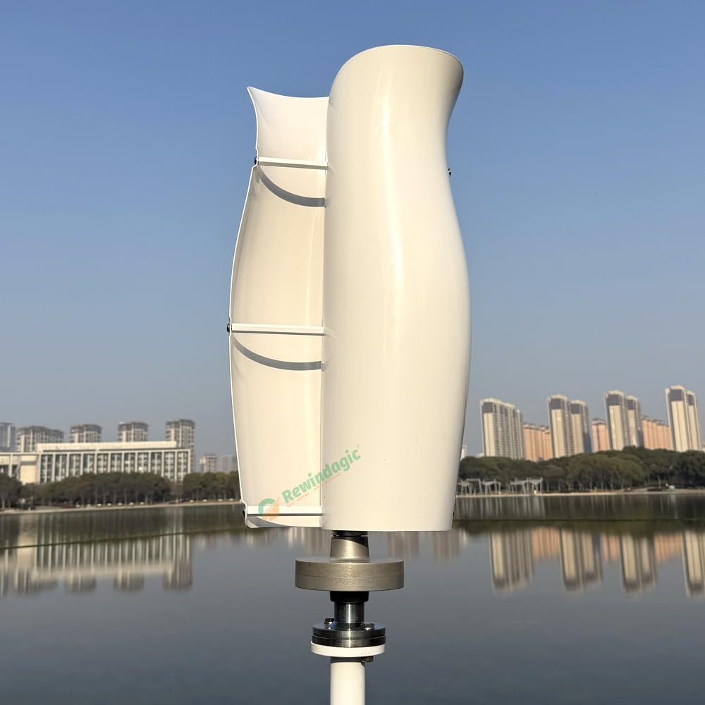 800W vertikale Windkraftanlage 12V 24V 48V Windgenerator freie Energie Windmühle Windturbine mit Regler Windräder für Heimgebrauch Garten Boote (48V-Weiß)