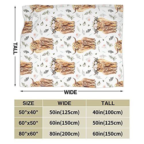 Highland Cow Print Blanket And Throws Cute Farm Animal Cow Gifts Throw Blankets Soft Cozy Fleece Plush Warm Flannel Bedding Blanket For Girls Kids Adults Couch Travel 40X50Inch #TOP3