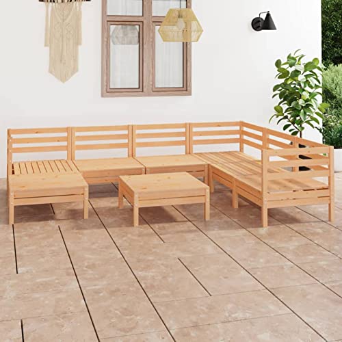 ZHOUMIN Salon de Jardin 8 pcs Bois de pin Massif MT,Salon de Jardin,Salon de Jardin Exterieur,Mobilier de Jardin,Meubles de Patio,Mobilier d'Extérieur