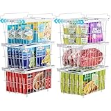 iSPECLE Chest Freezer Organizer Bins - Fit 5 to 9 Cu.FT, 6 Pack Large Adjustable Freezer Organizer Bins for Deep Freezer, Easy Access & Stackable Chest Freezer Organizer Hold More Food, White