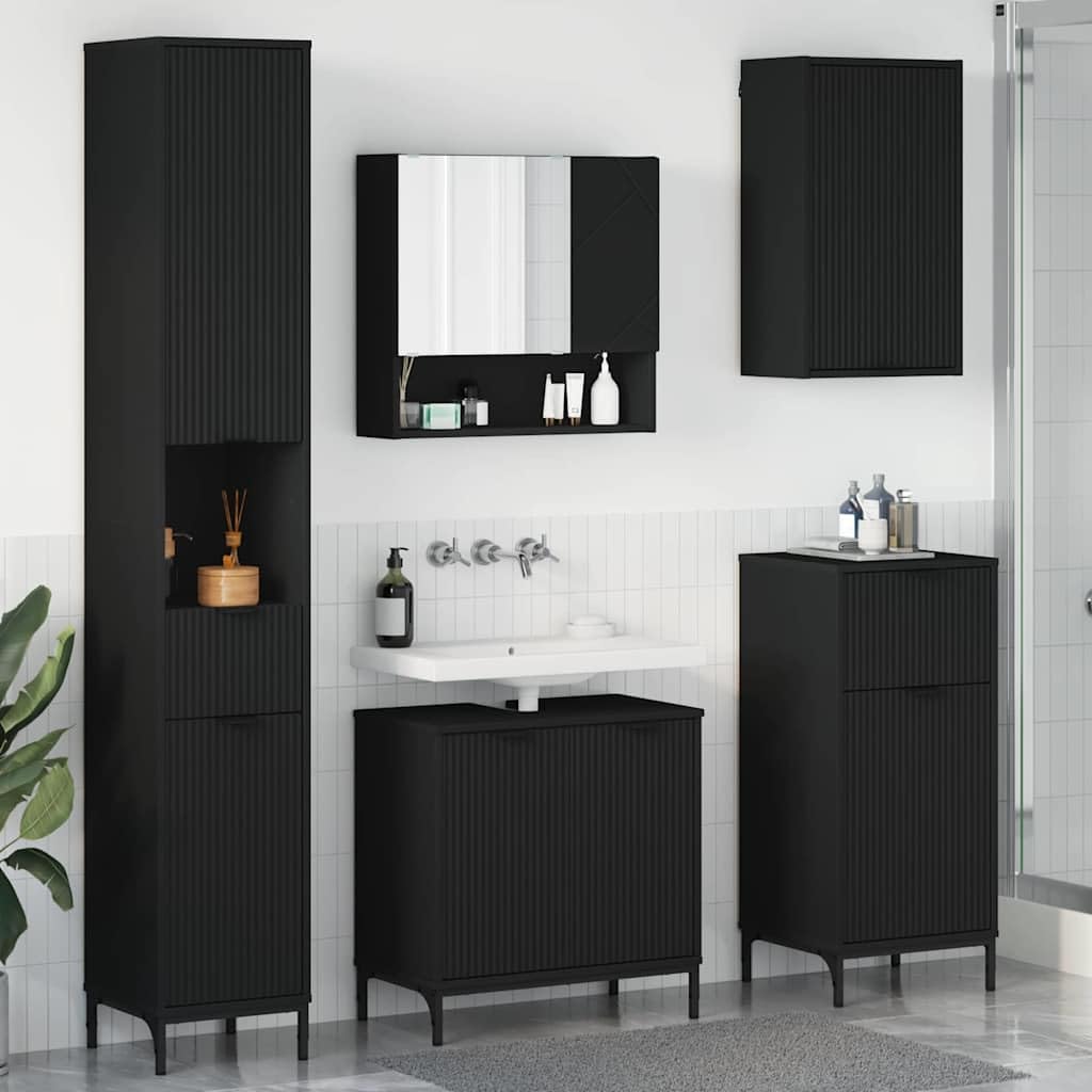 Juego de muebles de baño con cajón, color negro