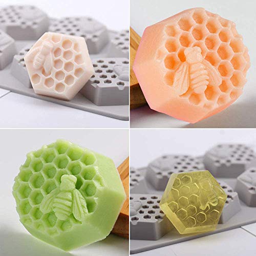 Image of Sakolla 2 Pack Honeycomb Silicone Soap Molds, 6 Cavity Hexagon Bee Silicone Molds for Soap, Lotion Bars, Wax Melts, Beeswax (Purple)