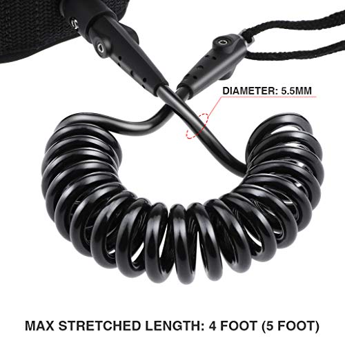 YIJU Tira de Bíceps para Prancha de Surfe com Guia de Pulso em Espiral E Plugue de Segurança - Preto