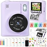 CYJJYZ Macchina Fotografica Bambini Istantanea, 1080P Fotocamera Digitale Bambini, con 32GB Scheda e 6 Rotoli di Carta da Stampa, fotocamera Istantanea, Regalo per Ragazze Ragazzi i dai 3-12 Anni
