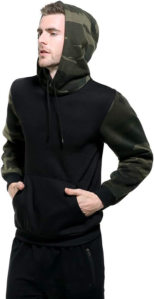 AOTORR Men's Pullover Hoodie Blend Fleece Long Sleeve Contrast Color Military Sweatshirt with Kanga Pocket - Image 2