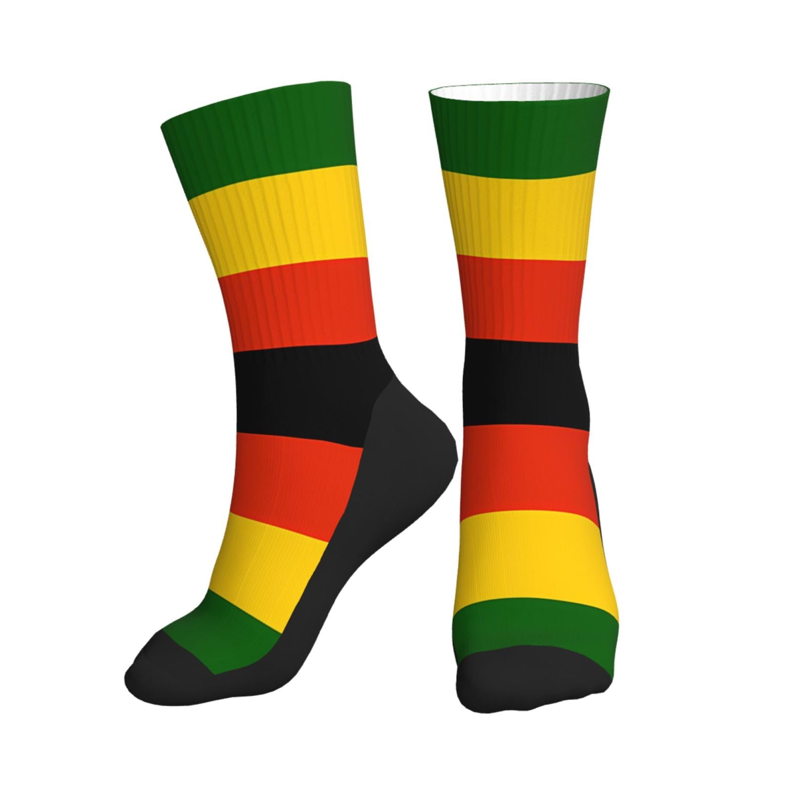 hhbiuuo Flag of Zimbabwe Print Novelty Crew Socks for Men/Women, Breathable Moisture-Wicking Athletic Calf Socks, for Running