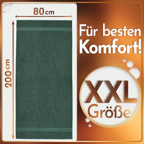 NatureMark 2er Pack SAUNATÜCHER Premium Qualität 80x200cm SAUNATUCH Sauna-Handtuch 100% Baumwolle Farbe: Dunkel Grün