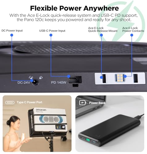 Image of Amaran Pano 120c 120W Rgbww Panel Light Bundle, 2300 10000K (Charcoal) | 2, 300-10, 000K Cct, USB-C Pd Power, Includes Softbox, Grid, Diffuser and Case, 13, 490 Lux at 1m, 12 Effects