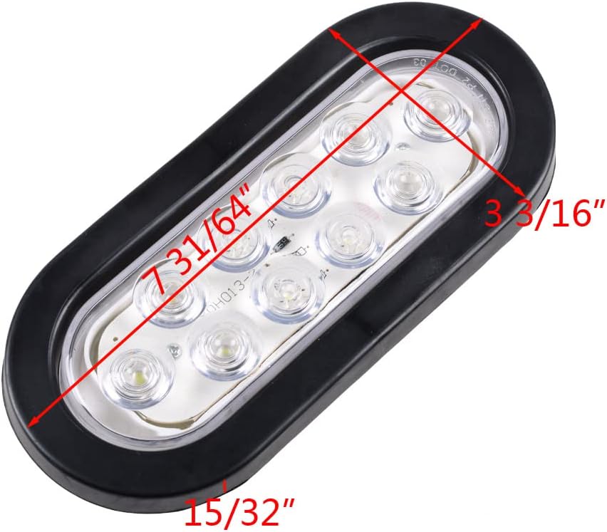 Astra Depot LED Trailer Tail Lights 4PCS 6" Oval Red with Clear Lens Stop Brake Running Lights w/Plug & Grommet Universal Fit for Truck, RV, Boat, UTV, Caravans Waterproof 12V-24V