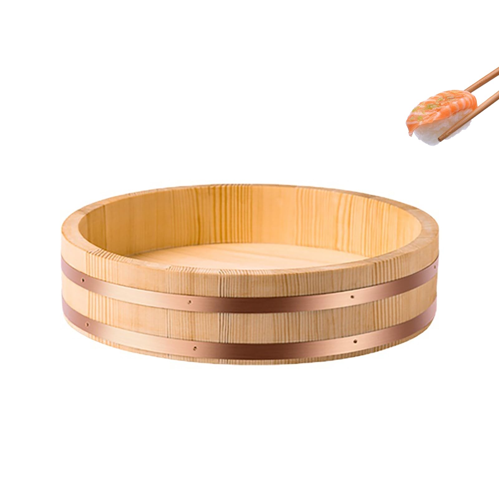 Baril à riz rond bac à mélange de riz à sushi en bois de pin blanc pour restaurant 48cm