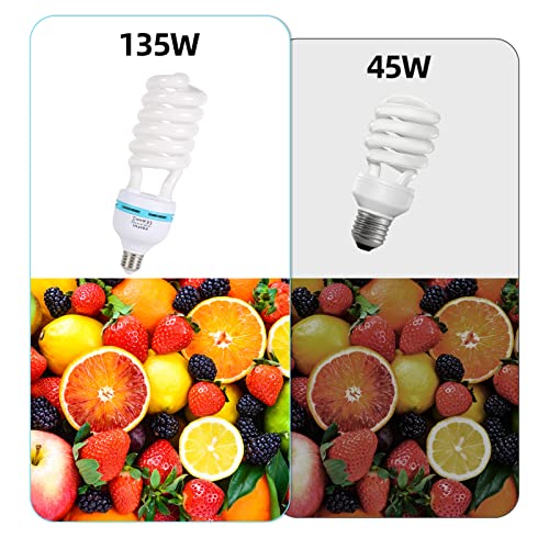 Image of 2 x 135W Photography Light Bulb 5500K E27 Socket CFL Softbox Bulb for Photography Photo Video Studio Lighting