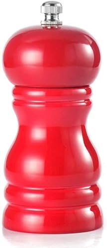 Juego de molinillo de sal y pimienta de madera, salero de madera maciza con grosor ajustable, color rojo