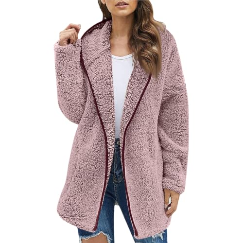 Sherpa Fleece Jacket Women Plush Blanket Blanket Winter Zip Up Long Coat - image 1