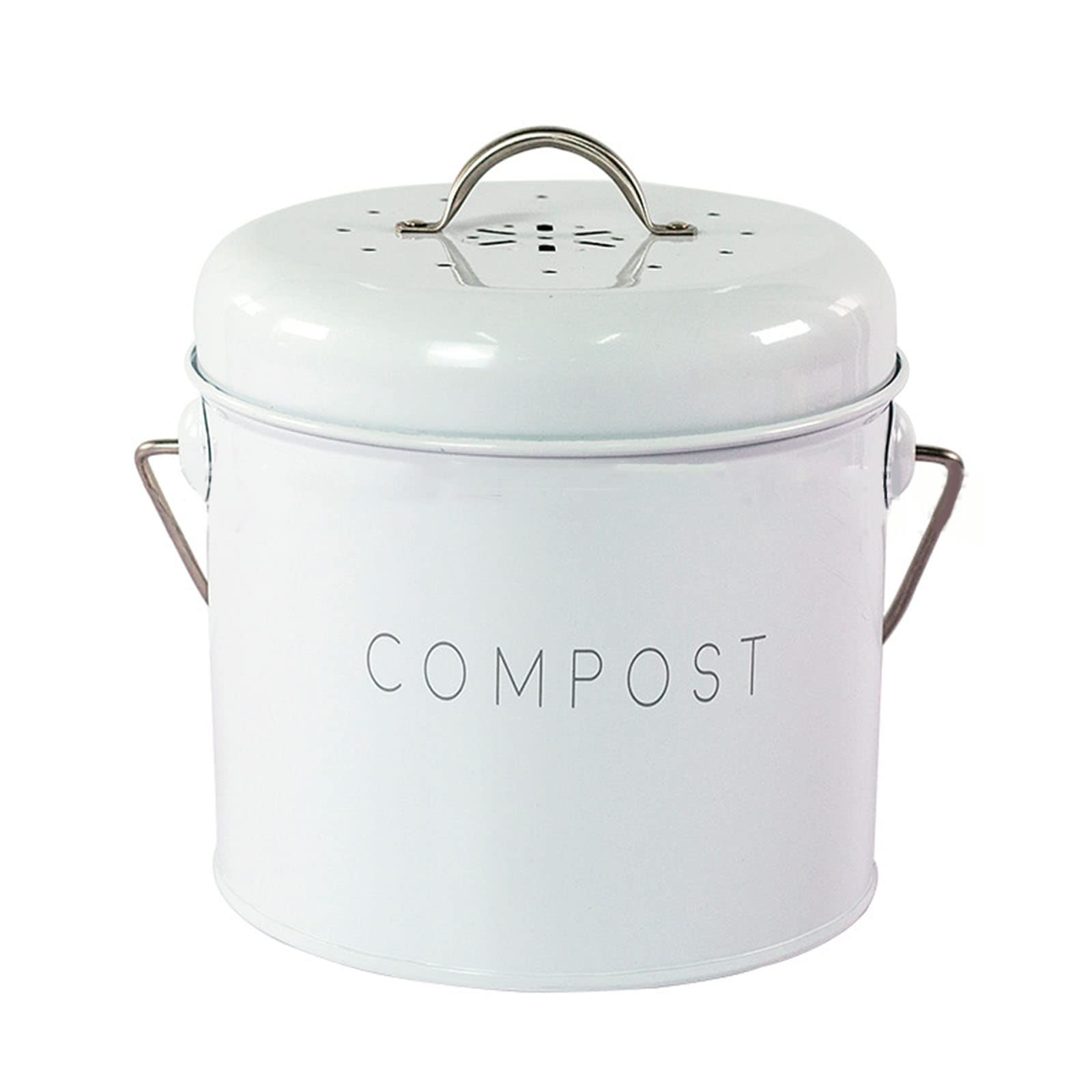 BEIDUOYANG Indoor Compost Bin Countertop with Lid, Metal, White/Green