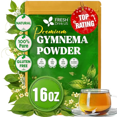 Image of FreshDrinkUS, Premium 16oz Gymnema Leaves Powder, 100% Natural & Pure, Herbal Tea, Daily Infusion Botanical, No Sugar, No Caffeine, No Gluten, Vegan. Rich in Antioxidants.