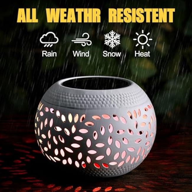 Reginary 2 Pcs Solar Table Lantern Outdoor Waterproof Dancing Flashing Flame 7 Color 2 Modes Metal Tabletop Light Desktop Decorative Lamp Auto On/Off Lighting for Patio Garden Pathway Yard (White)