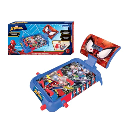 Lexibook - Marvel Spider-Man Flipper Électronique de Table, Jeu d'action et réflexe Enfant et Famille, écran LCD, Effets Lumineux et sonores, Bleu/Rouge, JG610SPLXB