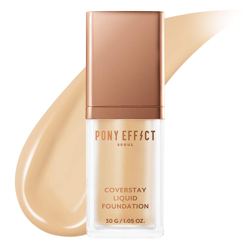 PONY EFFECT Coverstay Liquid Foundation(Natural Ivory) 24 Long Lasting Foundation Flawless Silky Coverage Ideal Formular with Oil and Powder Korean Cosmetics #Dab 1098