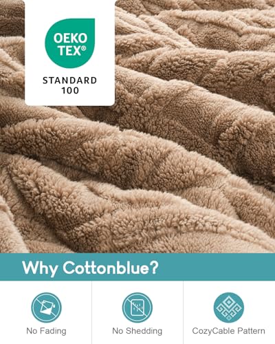 Cottonblue Jacquard Sherpa Weighted Blanket 20lbs for Adults- Soft, Warm, and Thickened Calm Blanket for Ultimate Comfort and Better Sleep, Heavy Weighted Blankets 60x80 Inches, Cream White