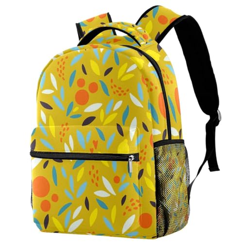Sac à dos d'école motif feuilles et citron 29x20x40cm pour fille et garçon