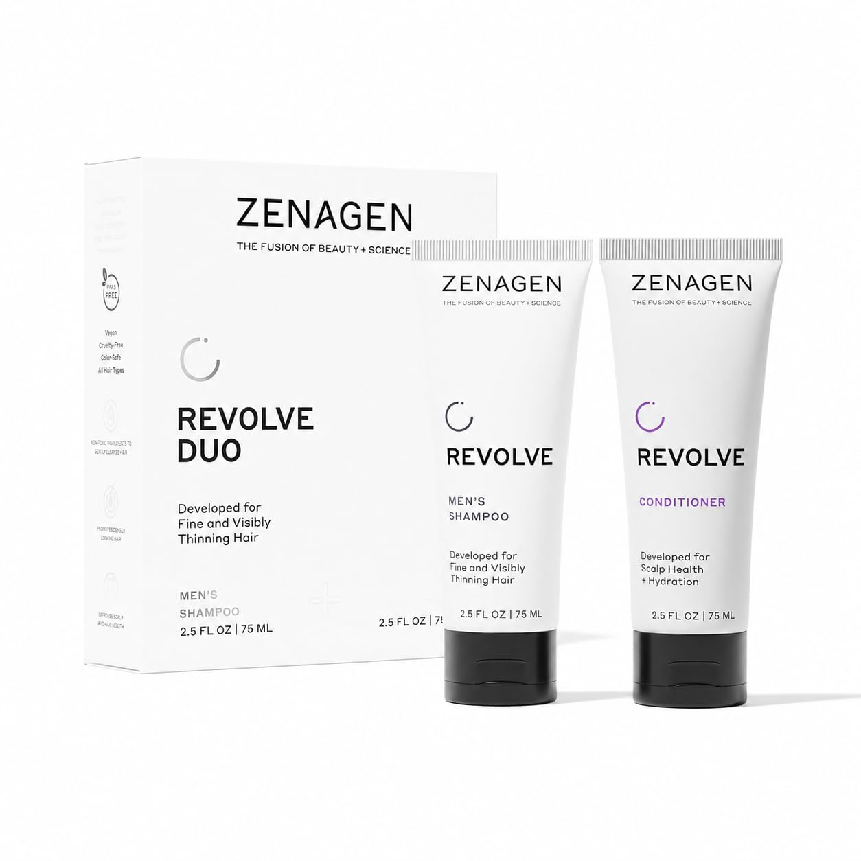 Zenagen Revolve Men's Travel Duo | For Fine & Thinning Hair, 2.5 Fl Oz